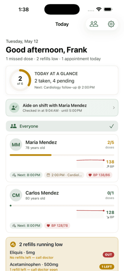 Adult-child home dashboard